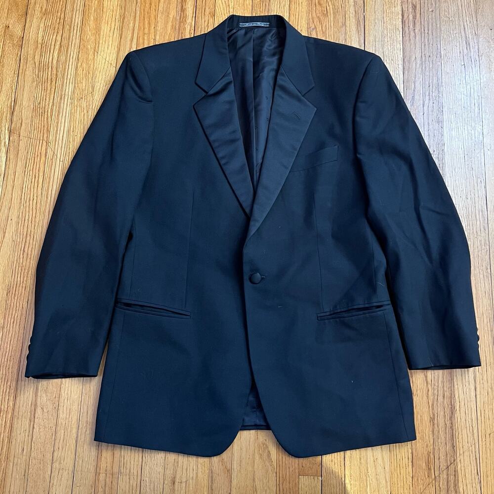 Lubiam Blazer Mens 50R Black Sport Suit Coat Wool